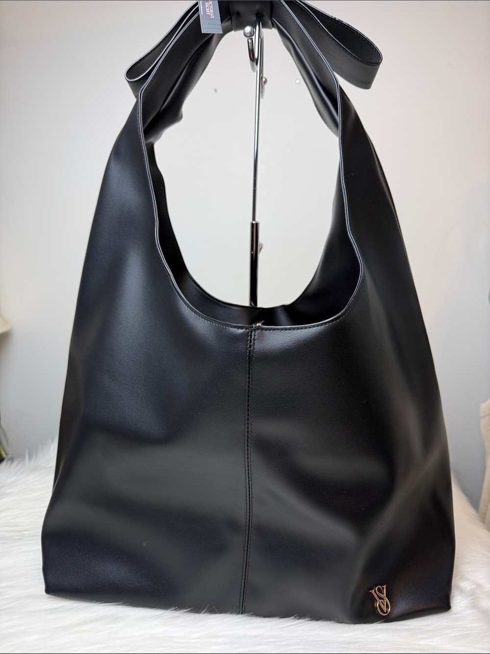 NWT Victoria’s Secret Black & Gold  VS Logo Shoulder Tote Bag